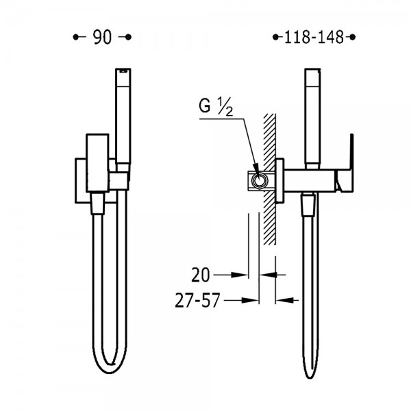 Гигиенический душ, Tres Max-Tres, белый матовый (1.34.123.BM)