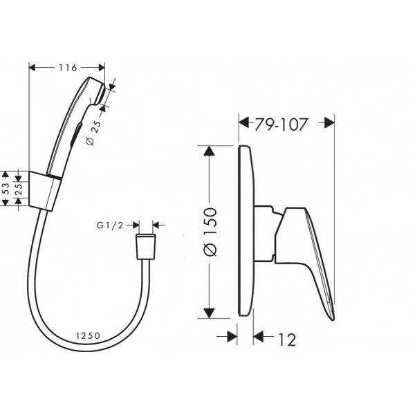 Набор гигиенического душа с смесителем Hansgrohe Logis S  (20200005)