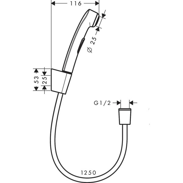 Лейка для гигиенического душа 1,25 м Hansgrohe Classic Shower 1jet, хром (32129000)