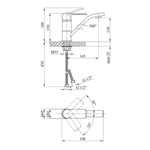 Смеситель для раковины Kroner KRP Armada - C011