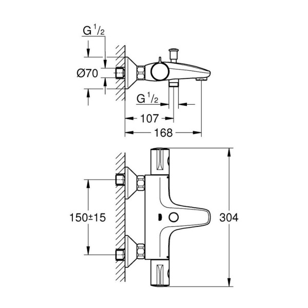 Смеситель термостатический для ванны Grohe Grohtherm 800 34567000 Смеситель термостатический для ванны Grohe Grohtherm 800 34567000