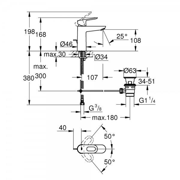 Смеситель для раковины Grohe BauLoop M-Size 23762000 Смеситель для раковины Grohe BauLoop M-Size 23762000