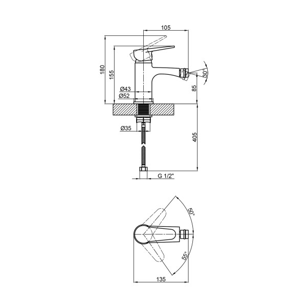 Змішувач для біде Kroner KRM Elbe - C020