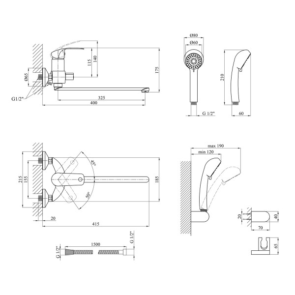 Смеситель для ванны Kroner KRP Konstante - C070