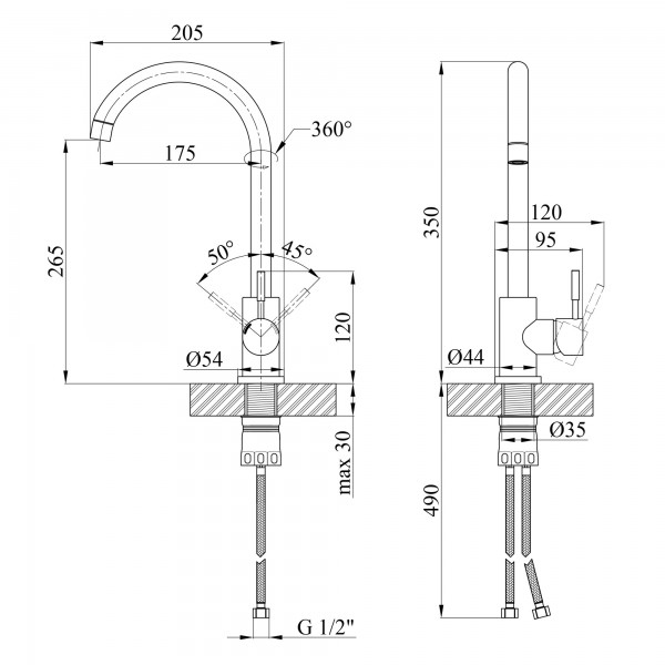 Змішувач для кухні Kroner KRP Edelstahl Klassisch - COL035