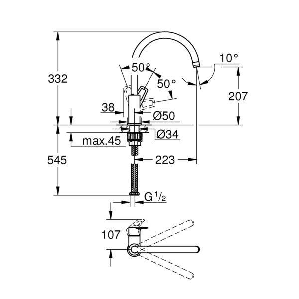 Смеситель для кухни Grohe BauLoop 31232001