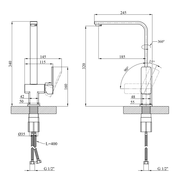 Змішувач для кухні Kroner KRM Ems - C030