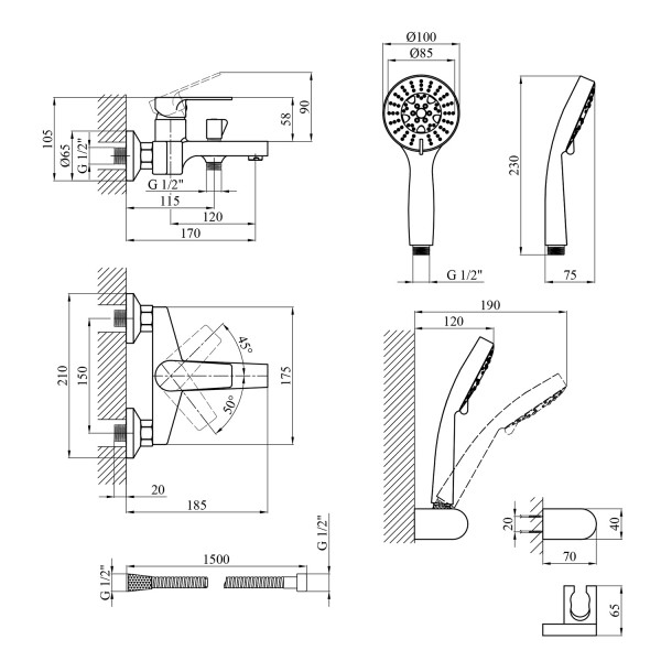 Смеситель для ванны Kroner KRP Eifel - C060