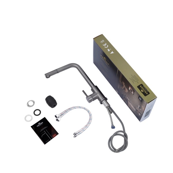 Змішувач для кухні з висувним виливом Kroner KRPё Edelstahl Klassisch - PVD03917