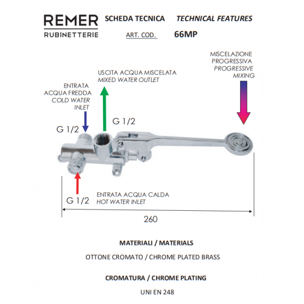 Смеситель ножной педальный REMER 66MP