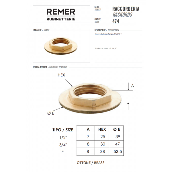 Контргайка 3/4" REMER 47434