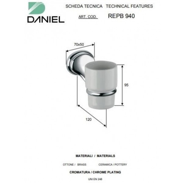 Стакан для зубних щіток бронза DANIEL REPB940 63 бронза