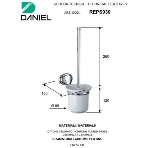 Туалетный ёршик с держателем DANIEL REPS930 63 бронза