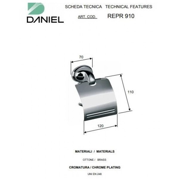Тримач для туалетного паперу латунний DANIEL REPR910 63 бронза