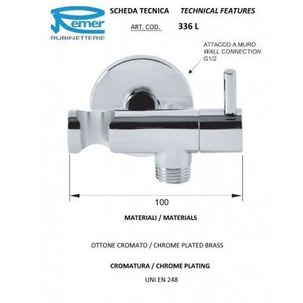 Кран для душа с держателем REMER 336L