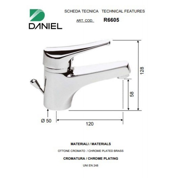 Змішувач для раковини DANIEL R6605CR