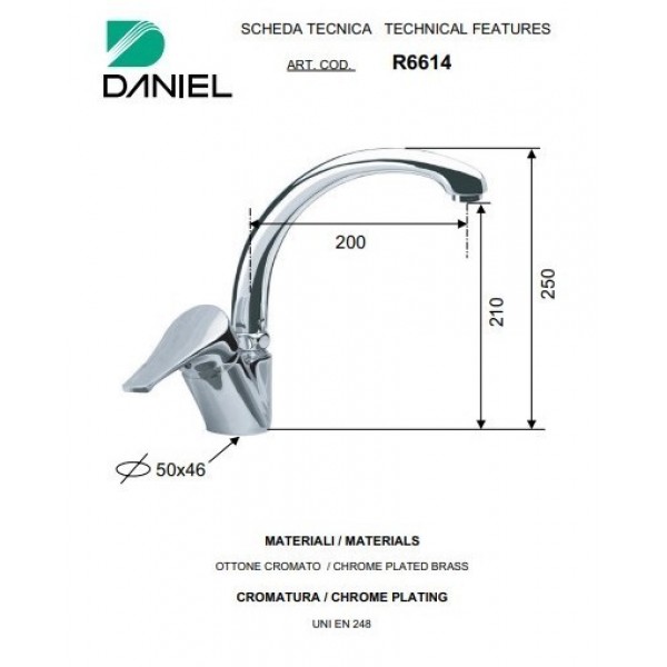 Кухонный смеситель DANIEL R6614CR