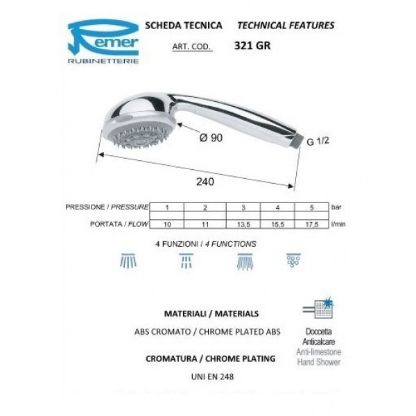 Душова лійка гідромасажна REMER 321GR