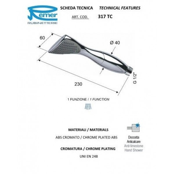 Душевая лейка REMER 317TC