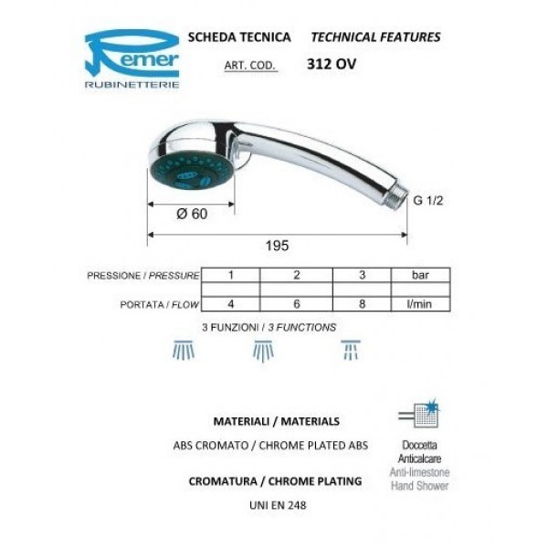 Душова лійка гідромасажна REMER 312OV