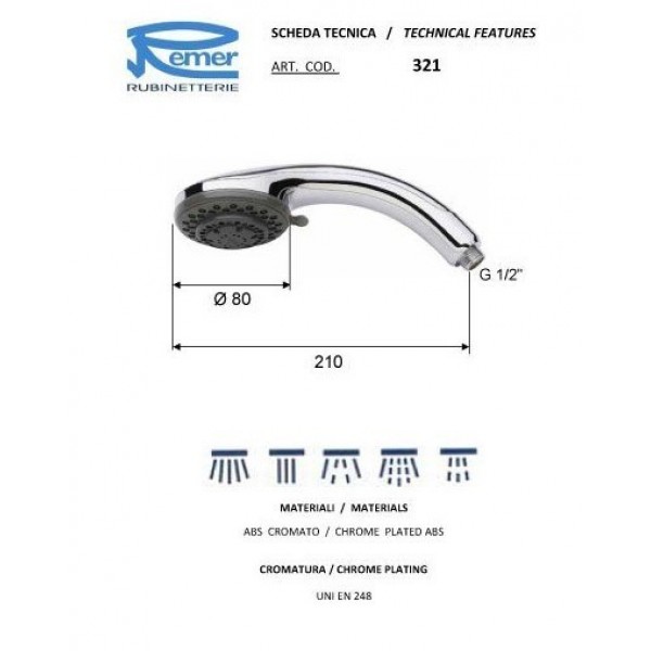 Душевая лейка гидромассажная REMER 321