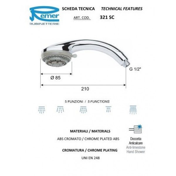 Душевая лейка гидромассажная REMER 321SC
