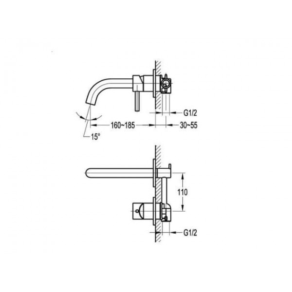 Змішувач для раковини прихованого монтажу Aqua-World СМ35Ц.19.2
