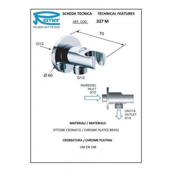 Гігієнічний душ зі змішувачем прихованого монтажу REMER R30337OZ