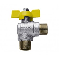 Кран шаровой для газа 1/2" х 1/2" с наружной резьбой угловой REMER 39912