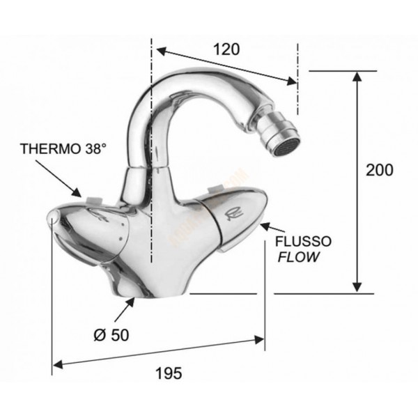 Змішувач для біде термостатичний з донним клапаном REMER H20