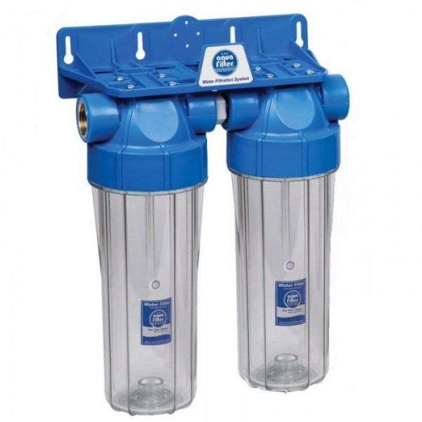 Магистральный фильтр для воды 1/2" двойной Aquafilter FHPRCL12-B-TWIN