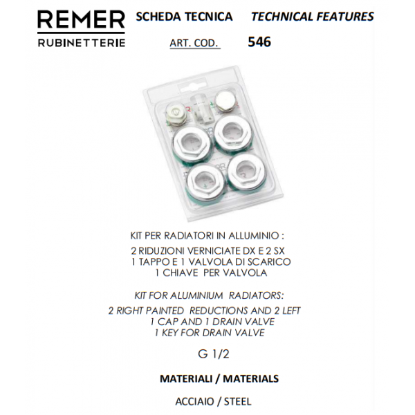 Набір заглушок для батареї REMER 546