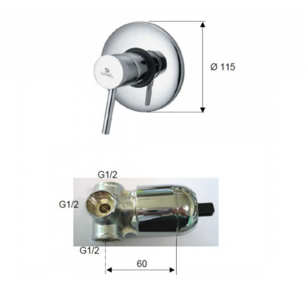 Смеситель для душа скрытого монтажа DANIEL S20602CR