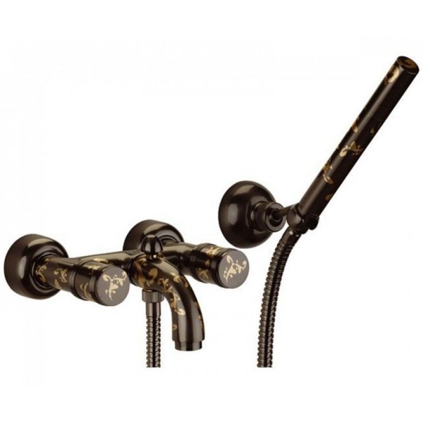 Смеситель для ванны с душем чёрный золото DANIEL L4302YF94