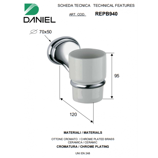 Стакан для зубних щіток з тримачем DANIEL REPB940NP