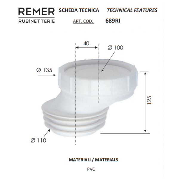 Эксцентриковая манжета для унитаза REMER 689RI