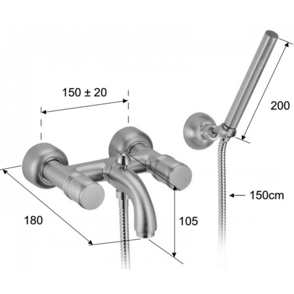 Смеситель для ванны с душем чёрный золото DANIEL L4302YF94